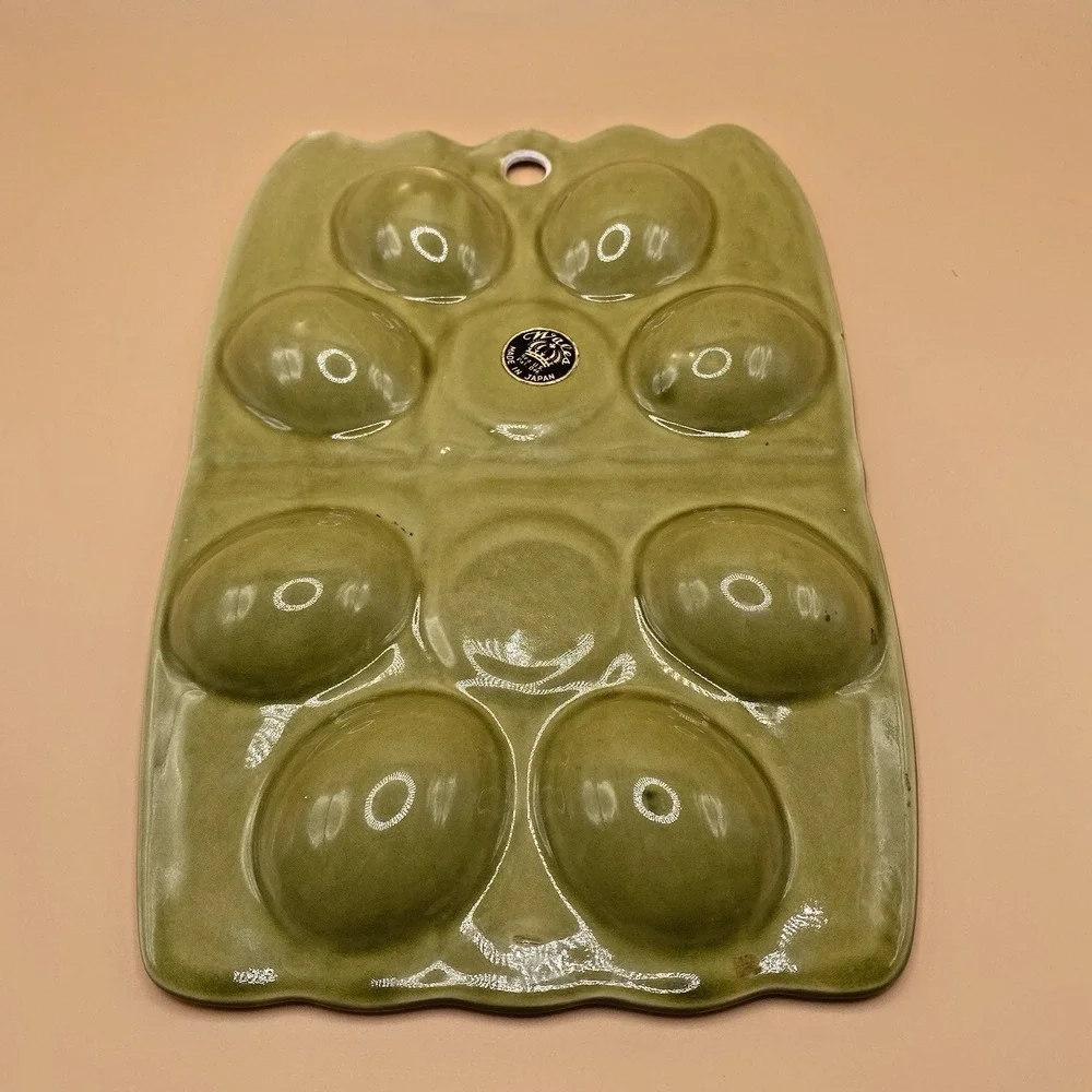 Deviled Egg Platter Asparagus Bunch Made In Japan By Wales Co. Majolica Style